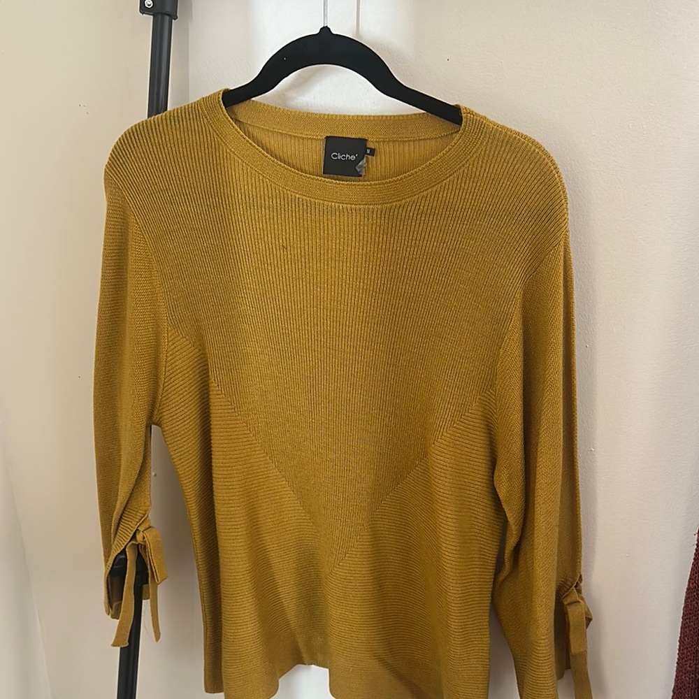 Cliche Mustard Yellow Sweater with Tie Sleeves